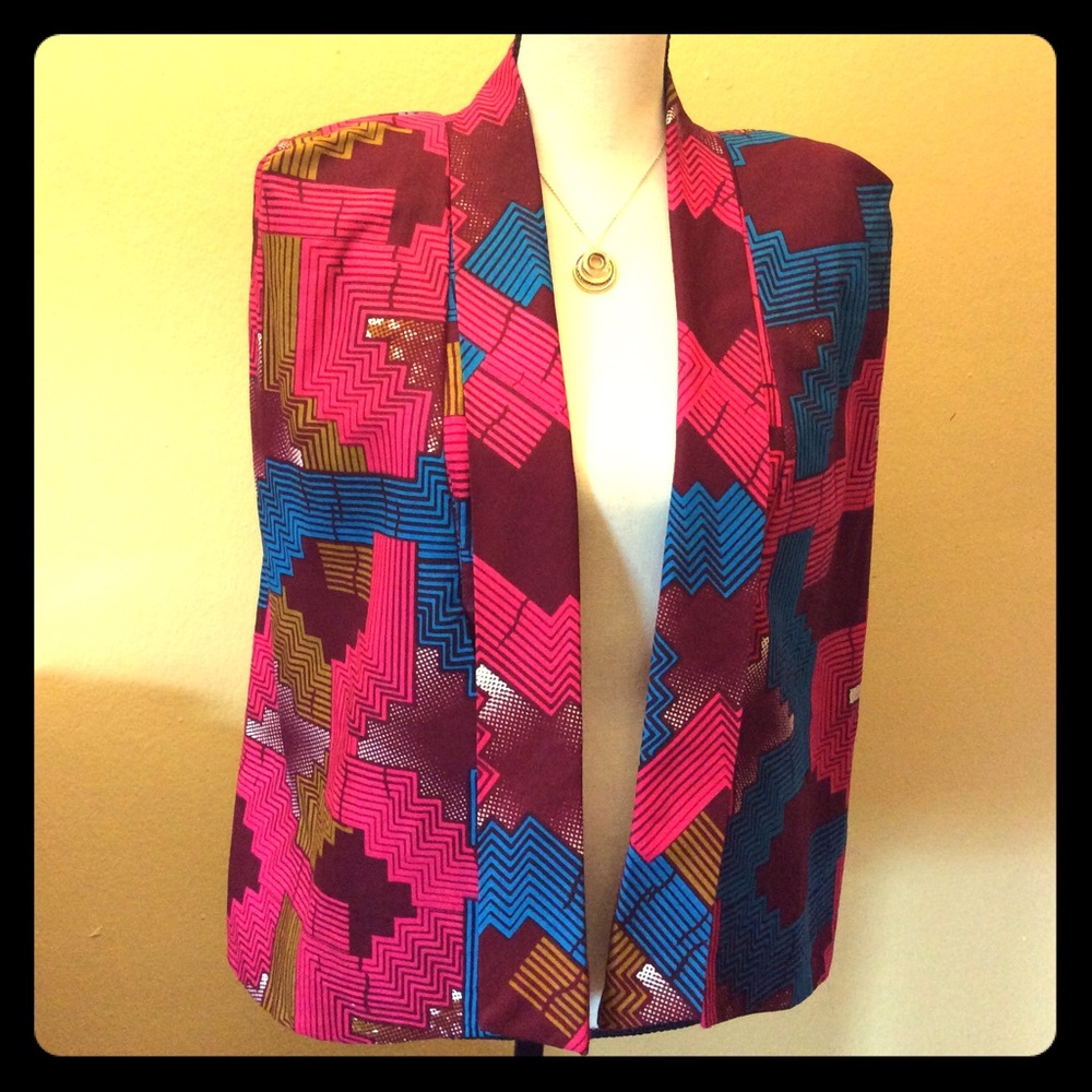 NWOT. Custom made cape jacket with Ankara fabric.